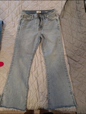 Kensie Light Blue Flare Jeans with Raw Hem